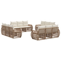 vidaXL Trädgårdsoffset 12 pcs Beige och krämvit konstrotting
