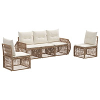 vidaXL Trädgårdsoffset 5 pcs Beige och krämvit konstrotting