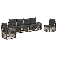 vidaXL Trädgårdsoffset 6 pcs Grå och mörkgrå konstrotting
