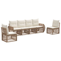 vidaXL Trädgårdsoffset 6 pcs Beige och krämvit konstrotting
