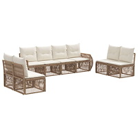 vidaXL Trädgårdsoffset 8 pcs Beige och krämvit konstrotting