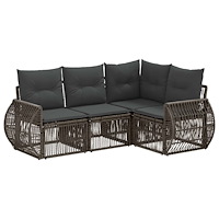 vidaXL Trädgårdsoffset 4 pcs Grå och mörkgrå konstrotting