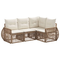 vidaXL Trädgårdsoffset 4 pcs Beige och krämvit konstrotting