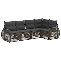 vidaXL Trädgårdsoffset 5 pcs Grå och mörkgrå konstrotting