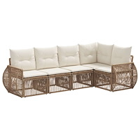 vidaXL Trädgårdsoffset 5 pcs Beige och krämvit konstrotting