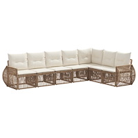 vidaXL Trädgårdsoffset 7 pcs Beige och krämvit konstrotting