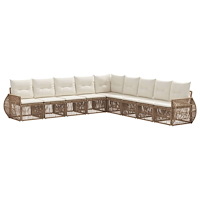 vidaXL Trädgårdsoffset 9 pcs Beige och krämvit konstrotting