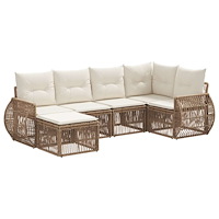 vidaXL Trädgårdsoffset 6 pcs Beige och krämvit konstrotting