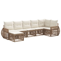 vidaXL Trädgårdsoffset 7 pcs Beige och krämvit konstrotting