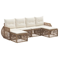 vidaXL Trädgårdsoffset 6 pcs Beige och krämvit konstrotting