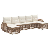 vidaXL Trädgårdsoffset 7 pcs Beige och krämvit konstrotting