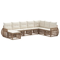 vidaXL Trädgårdsoffset 8 pcs Beige och krämvit konstrotting