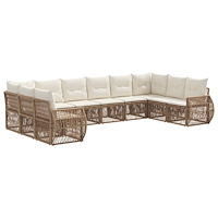 vidaXL Trädgårdsoffset 10 pcs Beige och krämvit konstrotting