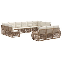 vidaXL Trädgårdsoffset 13 pcs Beige och krämvit konstrotting
