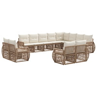 vidaXL Trädgårdsoffset 12 pcs Beige och krämvit konstrotting