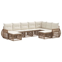 vidaXL Trädgårdsoffset 9 pcs Beige konstrotting