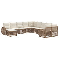 vidaXL Trädgårdsoffset 11 pcs Beige konstrotting