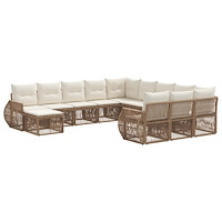 vidaXL Trädgårdsoffset 12 pcs Beige konstrotting