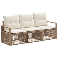 vidaXL Trädgårdsoffset 3 pcs Beige konstrotting