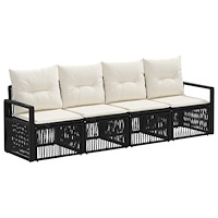 vidaXL Trädgårdsoffset 4 pcs Svart konstrotting