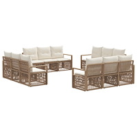 vidaXL Trädgårdsoffset 12 pcs Beige konstrotting