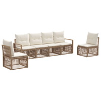 vidaXL Trädgårdsoffset 6 pcs Beige konstrotting