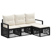 vidaXL Trädgårdsoffset 4 pcs Svart konstrotting