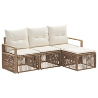 vidaXL Trädgårdsoffset 4 pcs Beige konstrotting