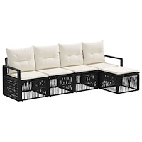 vidaXL Trädgårdsoffset 4 pcs Svart konstrotting