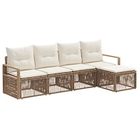 vidaXL Trädgårdsoffset 4 pcs Beige konstrotting