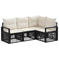 vidaXL Trädgårdsoffset 4 pcs Svart konstrotting