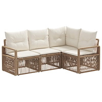 vidaXL Trädgårdsoffset 4 pcs Beige konstrotting