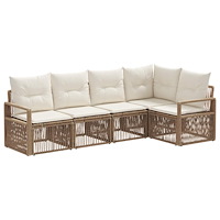 vidaXL Trädgårdsoffset 5 pcs Beige konstrotting