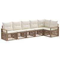 vidaXL Trädgårdsoffset 6 pcs Beige konstrotting