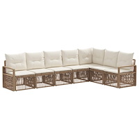 vidaXL Trädgårdsoffset 7 pcs Beige konstrotting
