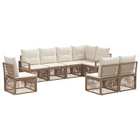 vidaXL Trädgårdsoffset 8 pcs Beige konstrotting