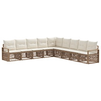 vidaXL Trädgårdsoffset 9 pcs Beige konstrotting