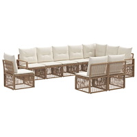 vidaXL Trädgårdsoffset 10 pcs Beige konstrotting