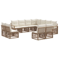 vidaXL Trädgårdsoffset 11 pcs Beige konstrotting