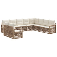 vidaXL Trädgårdsoffset 10 pcs Beige konstrotting