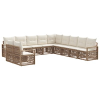 vidaXL Trädgårdsoffset 11 pcs Beige konstrotting