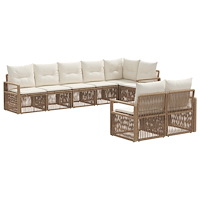 vidaXL Trädgårdsoffset 8 pcs Beige konstrotting