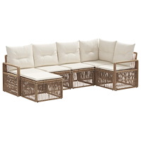 vidaXL Trädgårdsoffset 6 pcs Beige konstrotting