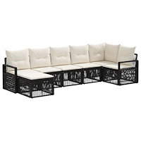 vidaXL Trädgårdsoffset 7 pcs Svart konstrotting