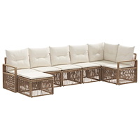 vidaXL Trädgårdsoffset 7 pcs Beige konstrotting