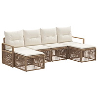 vidaXL Trädgårdsoffset 6 pcs Beige konstrotting