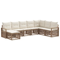 vidaXL Trädgårdsoffset 8 pcs Beige konstrotting