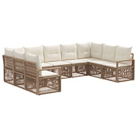 vidaXL Trädgårdsoffset 9 pcs Beige konstrotting