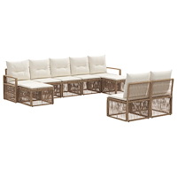 vidaXL Trädgårdsoffset 9 pcs Beige konstrotting