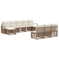 vidaXL Trädgårdsoffset 10 pcs Beige konstrotting